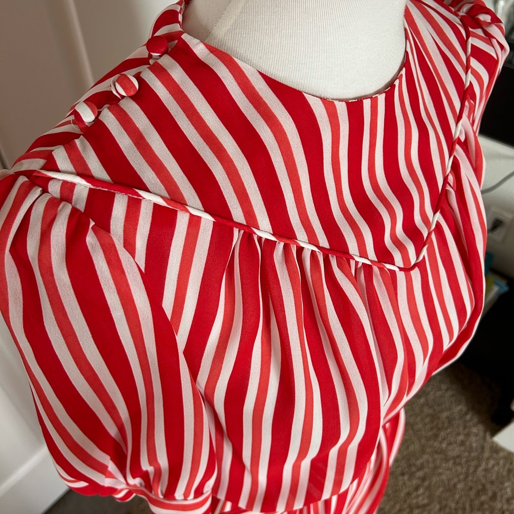 Vintage Moulin Rouge Striped Belted Dress - Picture 2 of 5